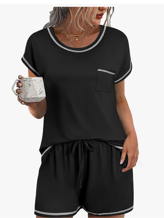 EKOUAER Other - Cozy Black Short Sleeve Lounge Pajama Set
